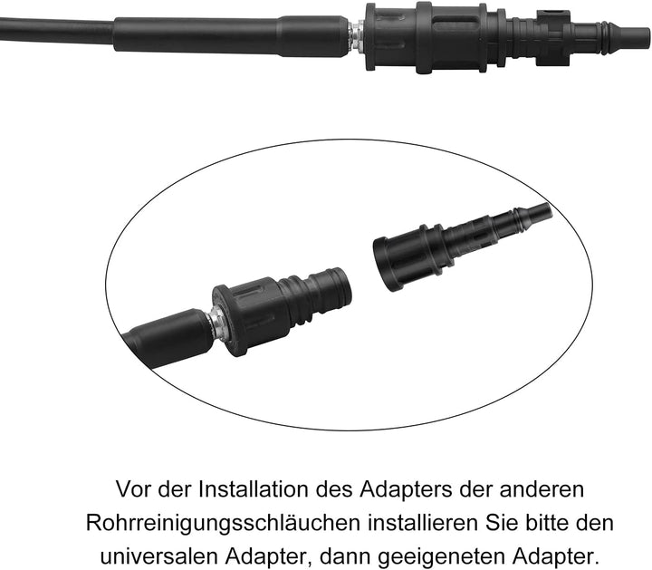 10M Rohrreinigungsschlauch 180bar 60°C Rohrreinigungsset inkl 5 Adapter für Kärcher/Lavor/Interpump/