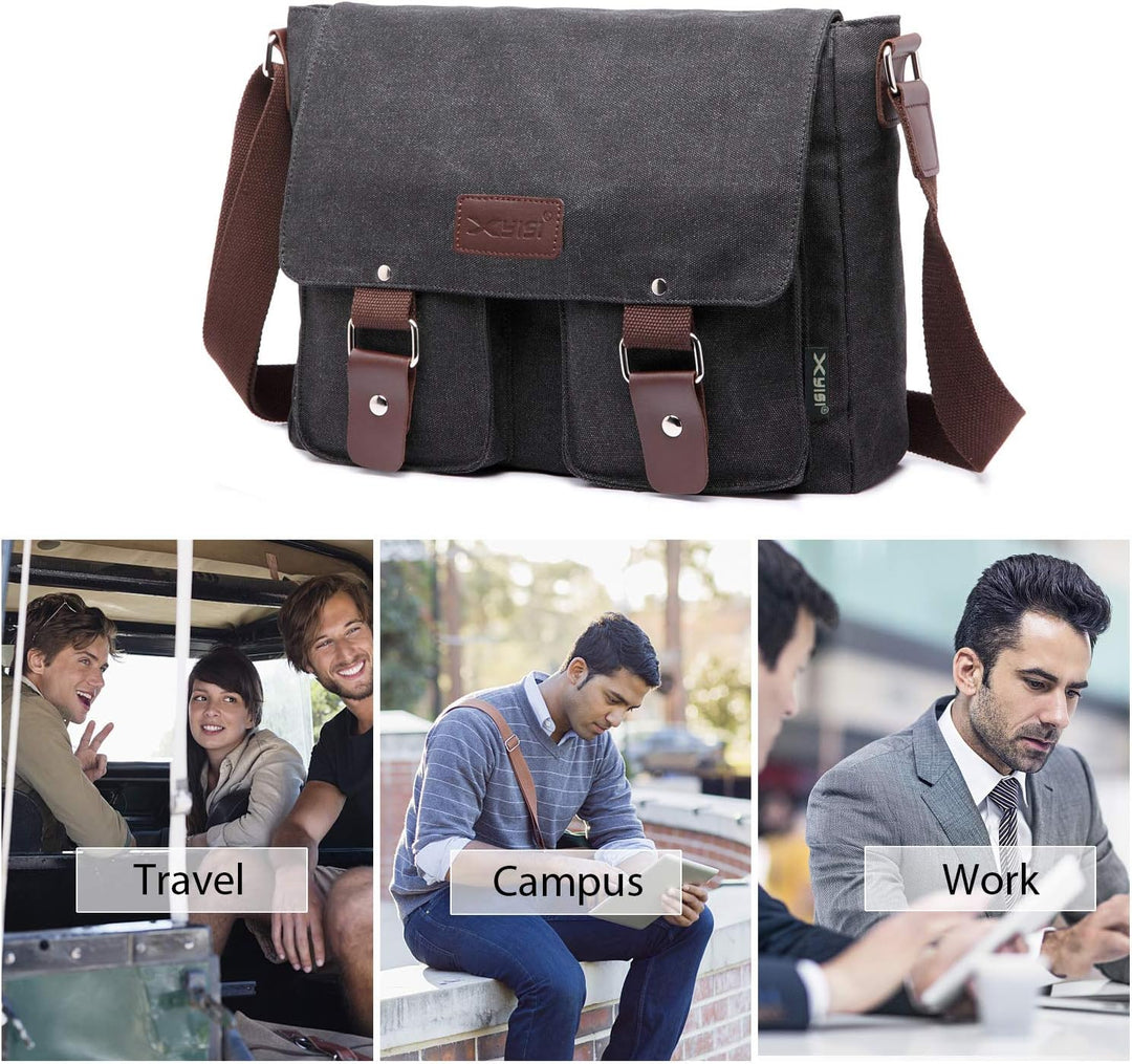 FANDARE Leinwand Messenger Bag Umhängetasche 7.9 inch iPad Tasche Schultertasche Unisex Segeltuch Ta