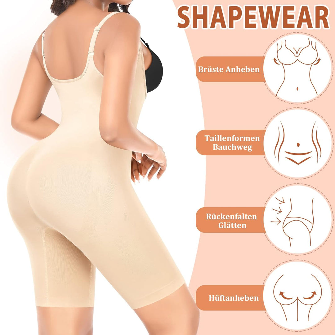YARRCO Shapewear Damen Body Shaper Bauchweg XXL Beige-Mit Beine, XXL Beige-Mit Beine