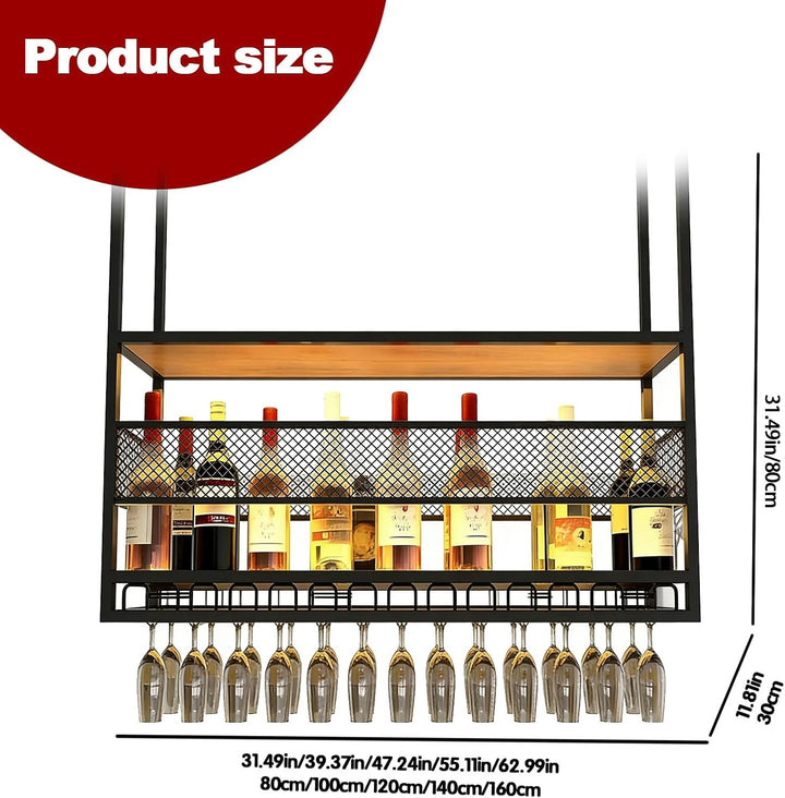 Deckenregal Weinregal, Hängendes Weinglasregal aus Metall, 2-stufiges Bar-Display Weinlagerhalter, f