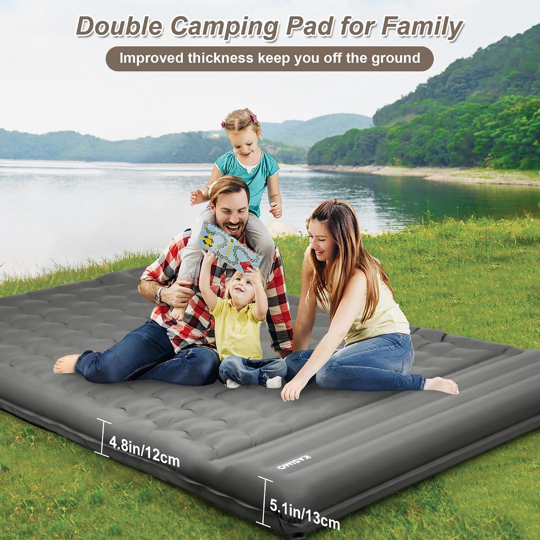 KASIMO Isomatte 12CM Luftmatratze Camping mit integrierten kopfkissen, Aufblasbare Matratze mit Fuss