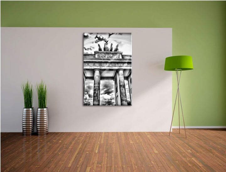 Pixxprint Brandenburger Tor Berlin / 100x70cm Leinwandbild bespannt auf Holzrahmen/Wandbild Kunstdru