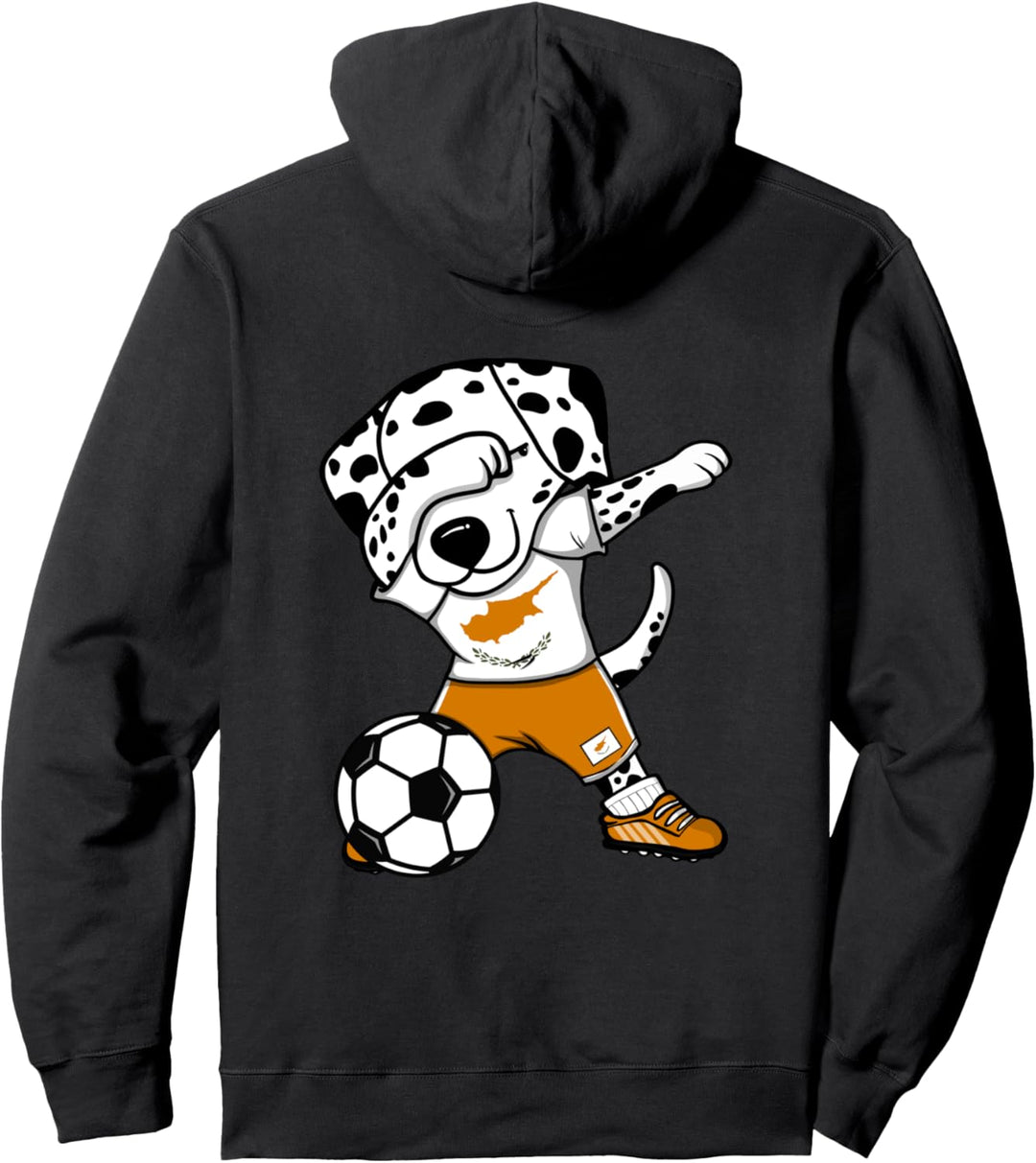 Dabbing Dalmatiner Hund Zypern Fussball Zypriotische Flagge Pullover Hoodie