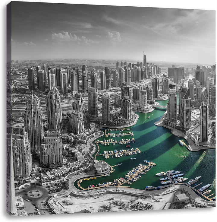 Pixxprint Hotel Burj al Arab mit Rennstrecke als Leinwandbild Quadratisch/Grösse: 70x70 / Wandbild/K