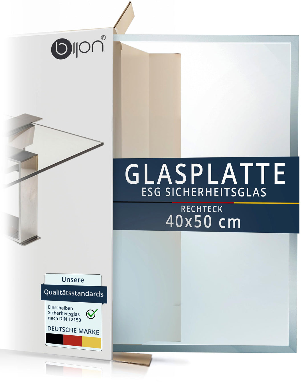 bijon Glasplatte Tisch ESG Sicherheitsglas Rechteck - Für Esstisch, Couchtisch, Gartentisch, Schreib