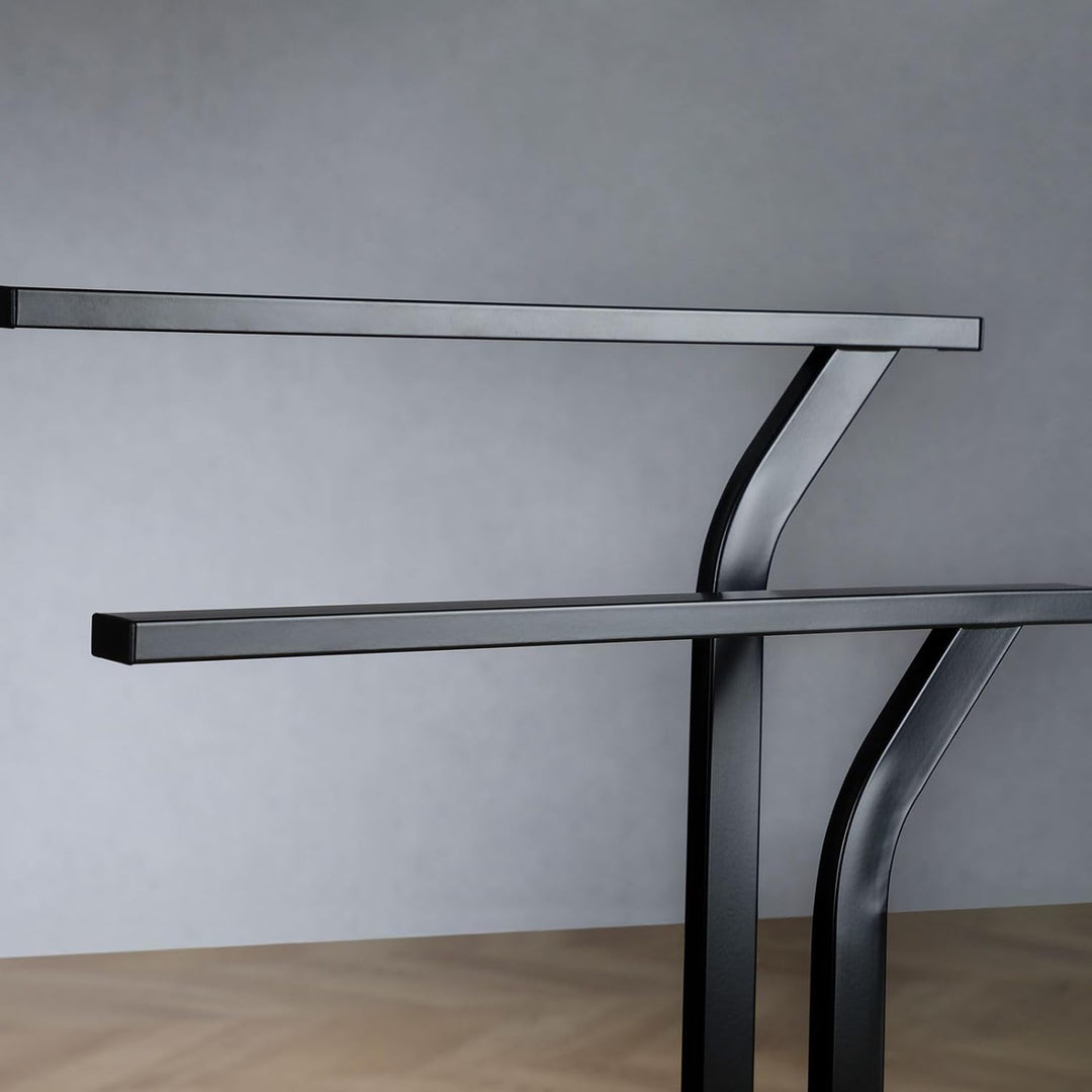 Handtuchhalter LEVIO mit 2 Stangen schwarz - Handtuchständer freistehend für Badezimmer, modern und