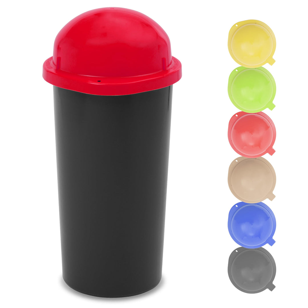 KUEFA HD 60L Müllsackständer, Mülleimer mit Scharnierdeckel und Klemm-Ring Gelber Sack, stabil, stra