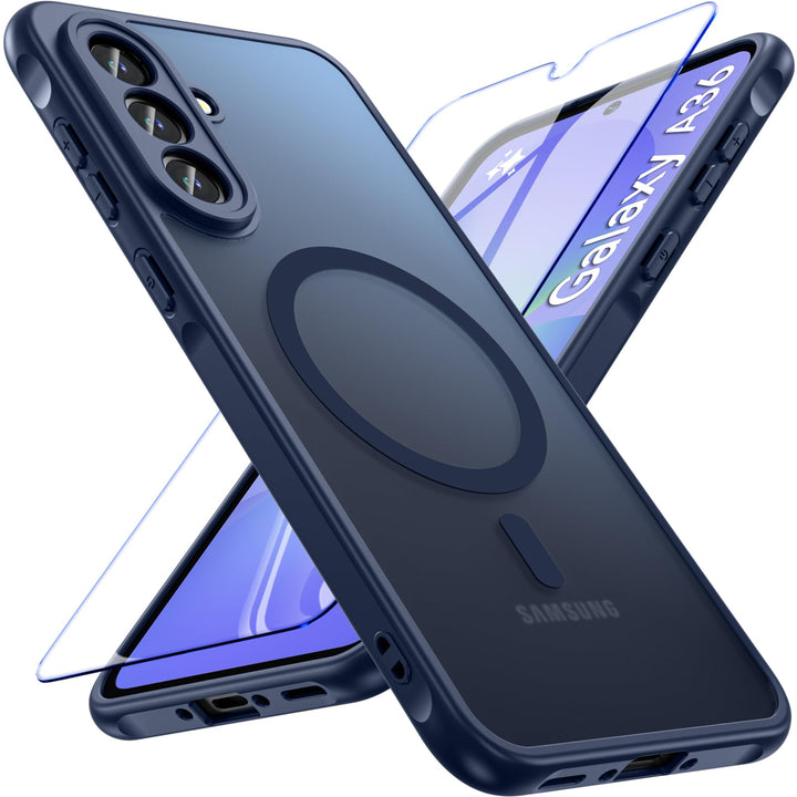 Hensinple Magnetische Schutzhülle für Samsung Galaxy A36 mit gehärtetem Glas, Schutzhülle für Samsun