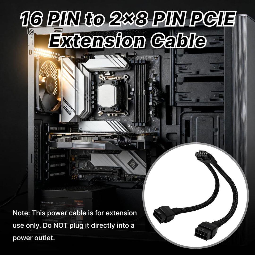 30cm PCI-e 5.0 12VHPWR(12V-2x6) Adapterkabel, 16(12+4) Pin GPU Verlängerungskabel, PCIe 5.0 2x8 Pin