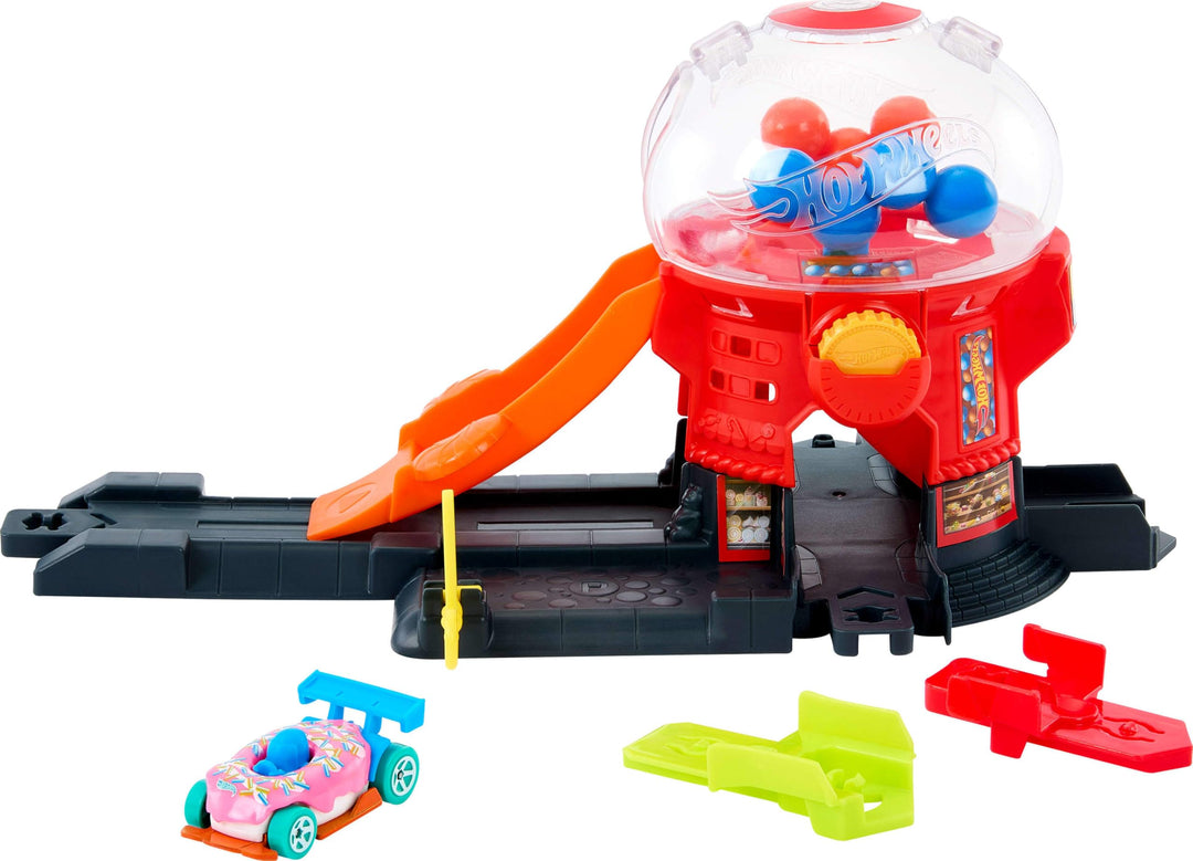 Hot Wheels Spielzeugauto Trackset, Kaugummiautomat-Spielset im Massstab 1:64 mit Die-Cast-Auto in Do