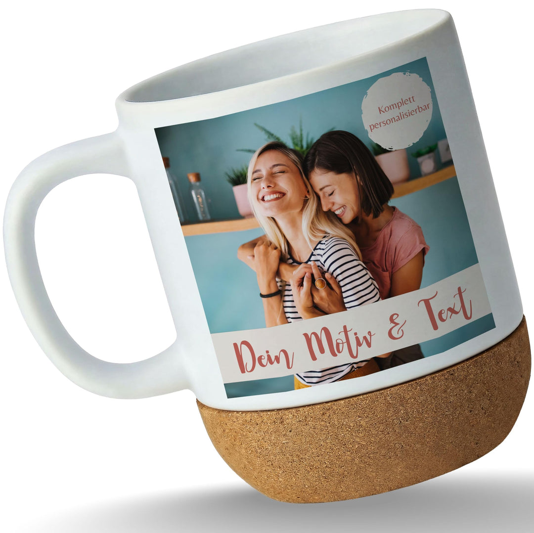 Tasse Untersetzer Kork - Eigenes Foto I Eigenes Bild - 330 ml - Weiss Matt - korkboden personalisier