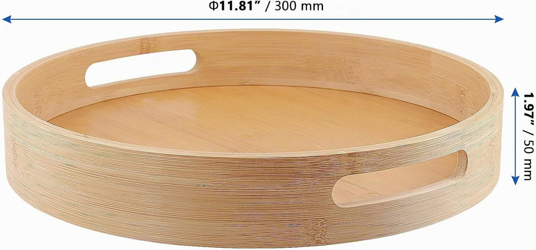 CHUIFAI 2 Stück 30cm Holz Drehteller, Bambus Lazy Susan Küchen Drehteller Organizer Holz Gewürzregal