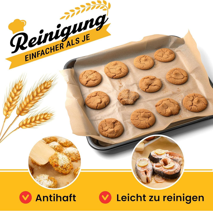 Ungewachstes Backpapier zum Backen - 2er Pack 38 cm x 64 m Backpapierrolle mit Schneidemesser, Antih