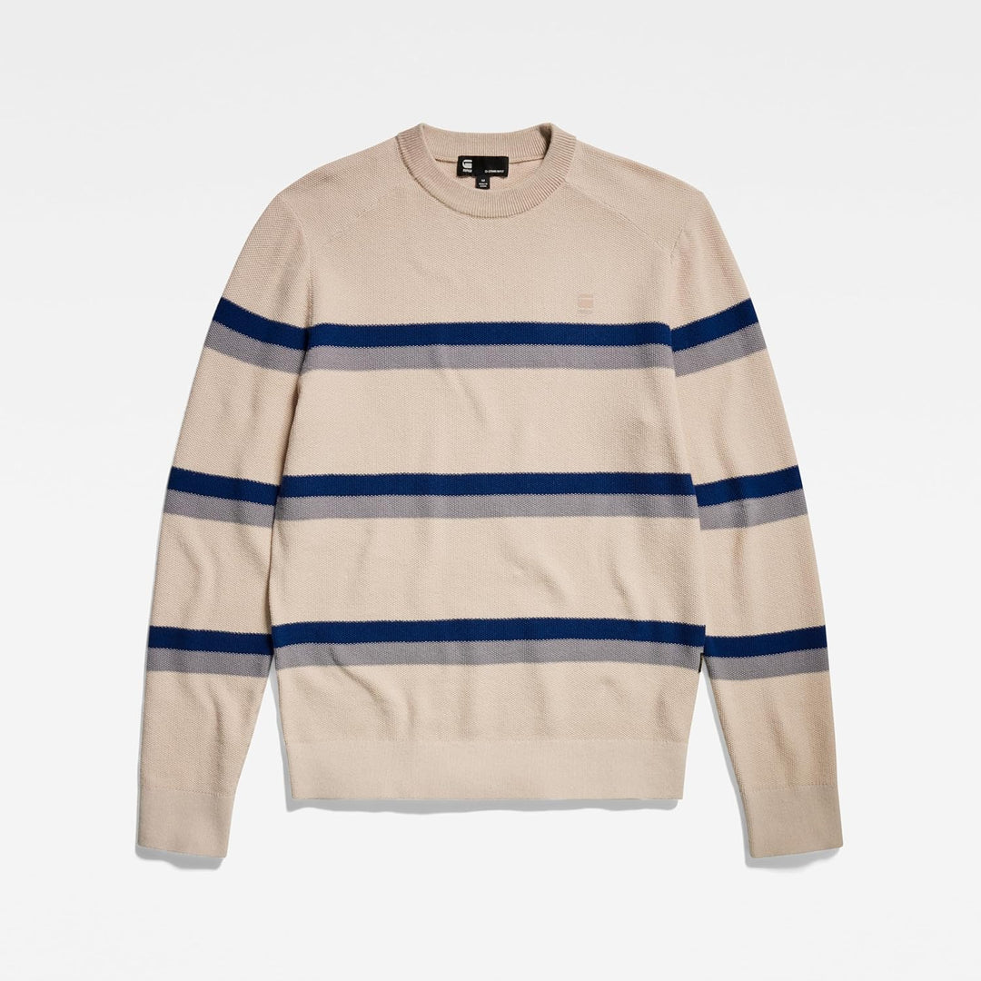 G-STAR Herren Stripe Knitted Sweater S Beige (Whitebait D24378-d563-1603), S Beige (Whitebait D24378