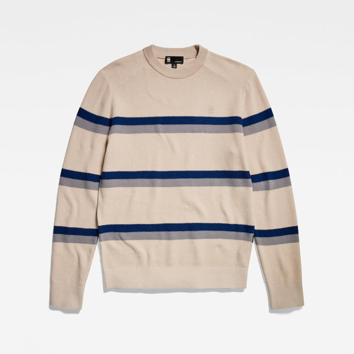 G-STAR Herren Stripe Knitted Sweater S Beige (Whitebait D24378-d563-1603), S Beige (Whitebait D24378