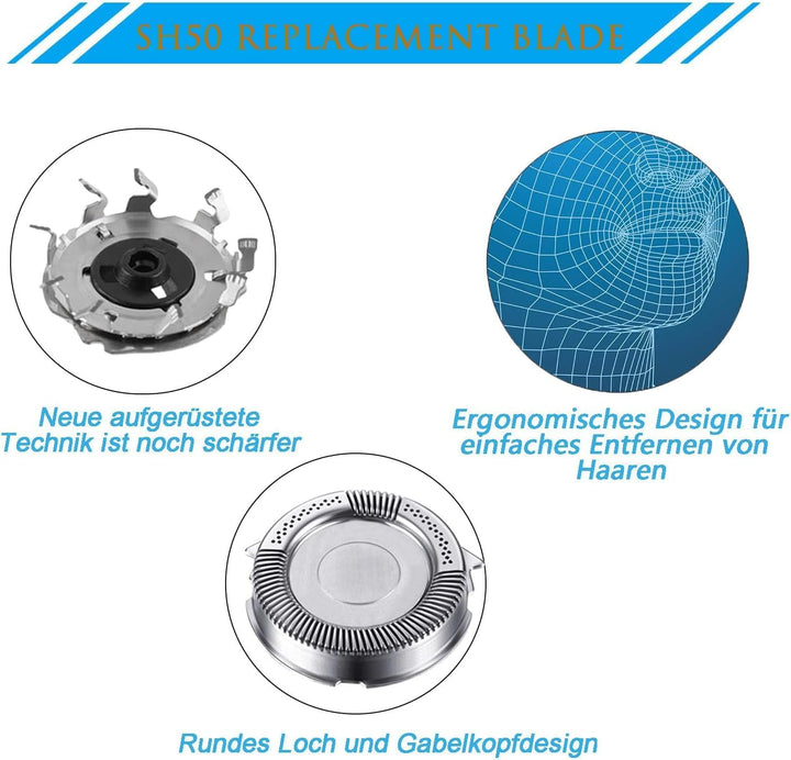 SH50/52 Ersatzköpfe Kompatibel mit Series 5000/6000 Scherkopf (S5xxx Rundgehäuse) für Serie 5000 Sch