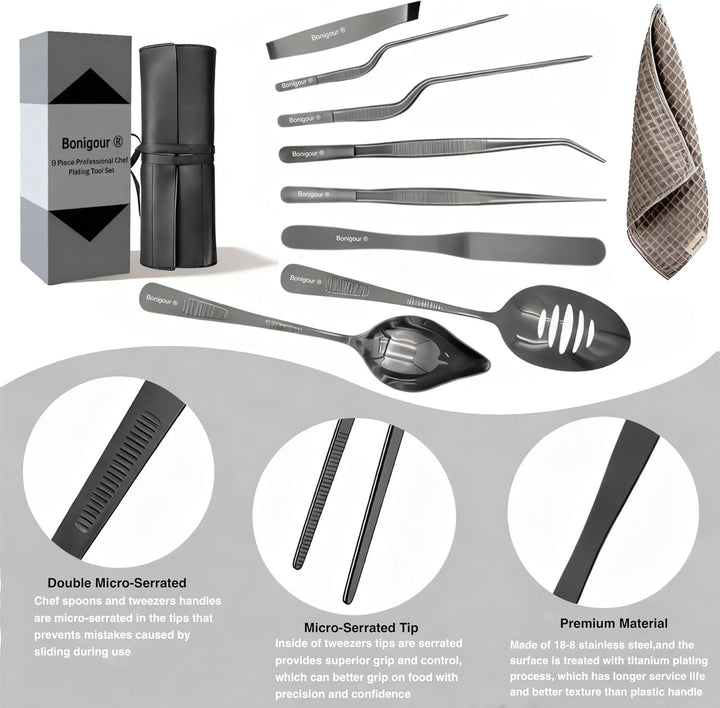 Chef Plattierwerkzeuge, professionelles kulinarisches Beschichtungswerkzeug-Set, Edelstahl-Fischpinz