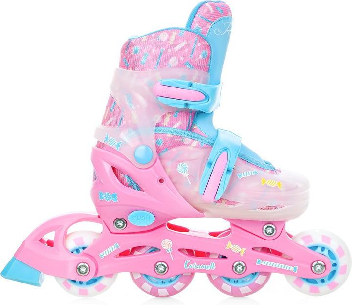 RAVEN 3in1 Inline Skates Triskates Rollschuhe Inliner für Kinder Mädchen verstellbar mit LED Leuchtr