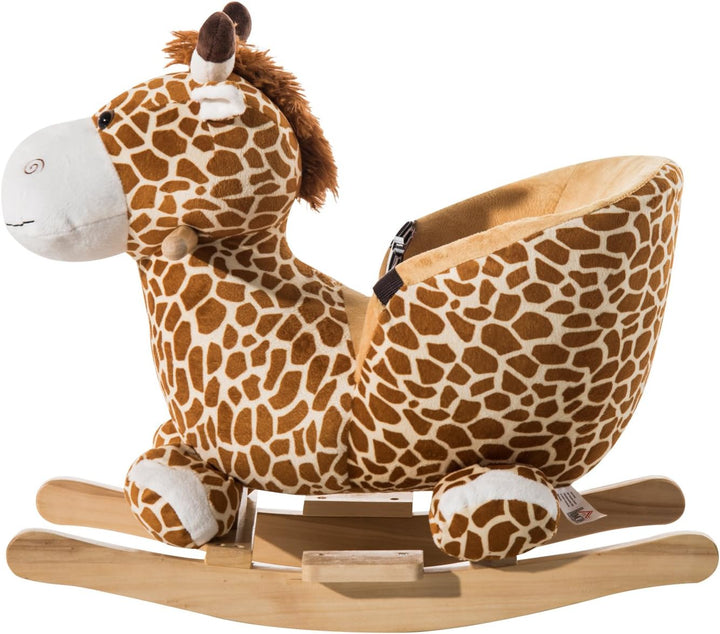 HOMCOM Schaukelpferd Schaukeltier Schaukelspielzeug Babyschaukel Spielzeug Kinder Lieder L60 x B33 x