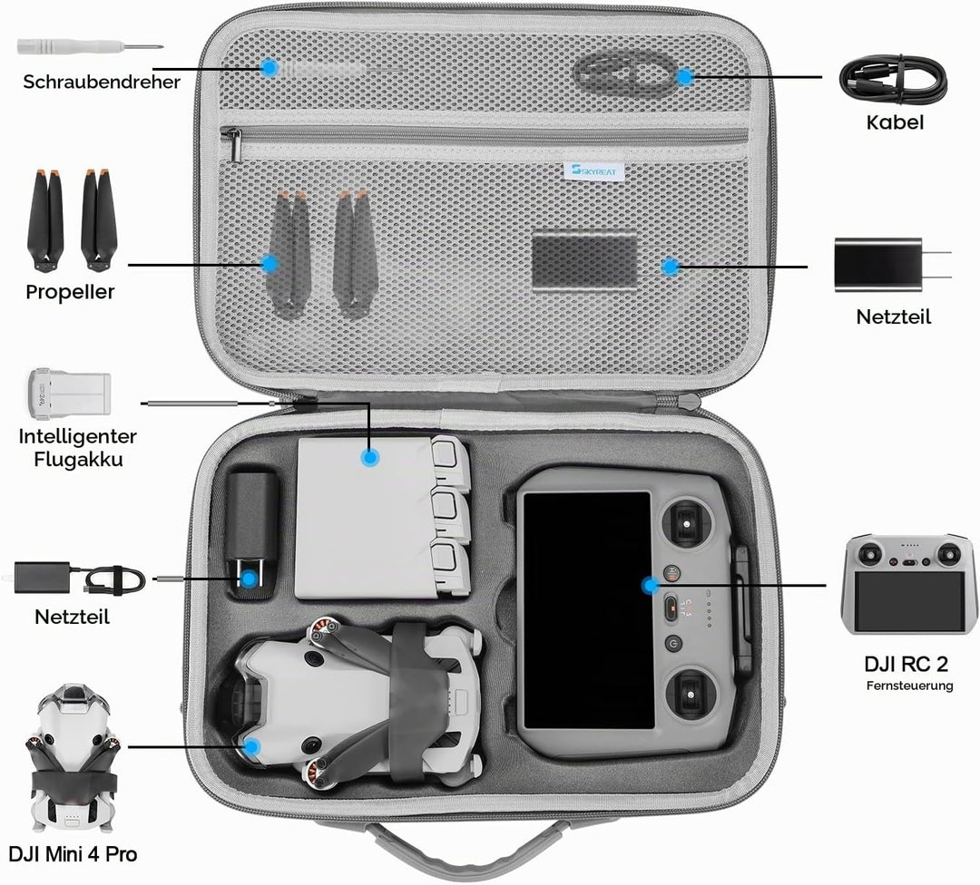 Skyreat Mini 4 Pro Tasche,Tragbarer Reisekoffer, kompakte Aufbewahrungs Tasche mit Tragegurt für DJI