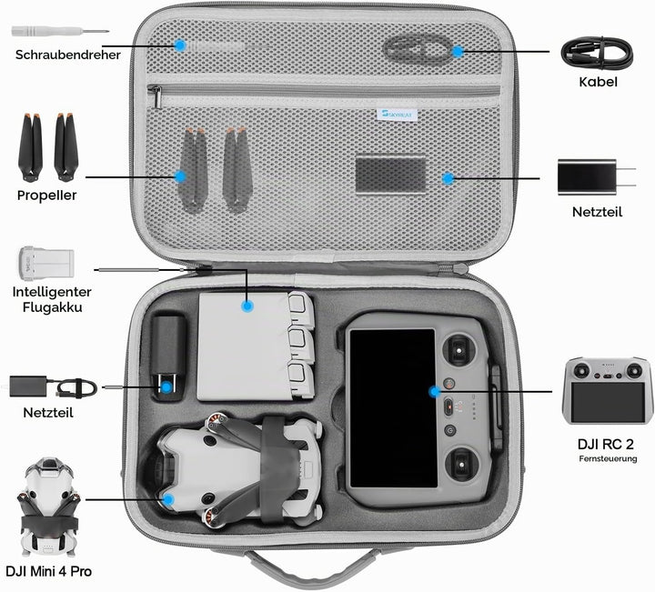 Skyreat Mini 4 Pro Tasche,Tragbarer Reisekoffer, kompakte Aufbewahrungs Tasche mit Tragegurt für DJI