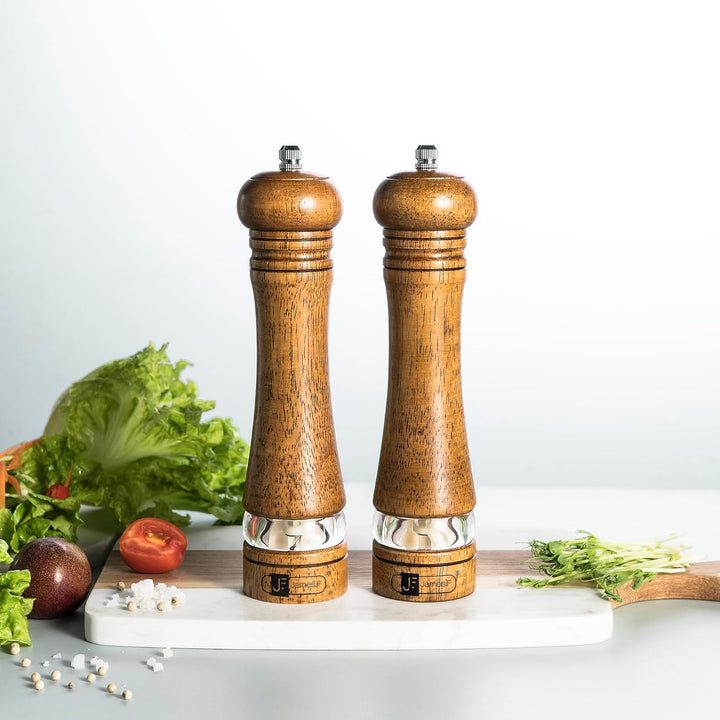 Salz und Pfeffermühle Set, Pfeffer und Salzmühle 2er Set aus Holz 21,5 cm Gewürzmühle Mühlenset Nach