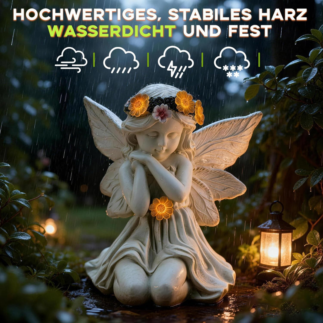 Solar Engel Gartenfiguren mit LED-Licht, Gebetsengel Solarleuchte,Herbstdeko Outdoor, Gartendeko Fig
