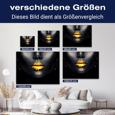 wandmotiv24 Leinwand-Bild Gold Collection, Grösse 40x30cm, Querformat, Frau mit Goldener Farbe auf d