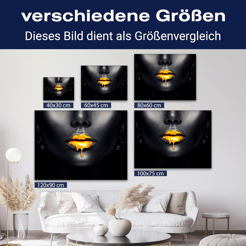 wandmotiv24 Leinwand-Bild Gold Collection, Grösse 40x30cm, Querformat, Frau mit Goldener Farbe auf d