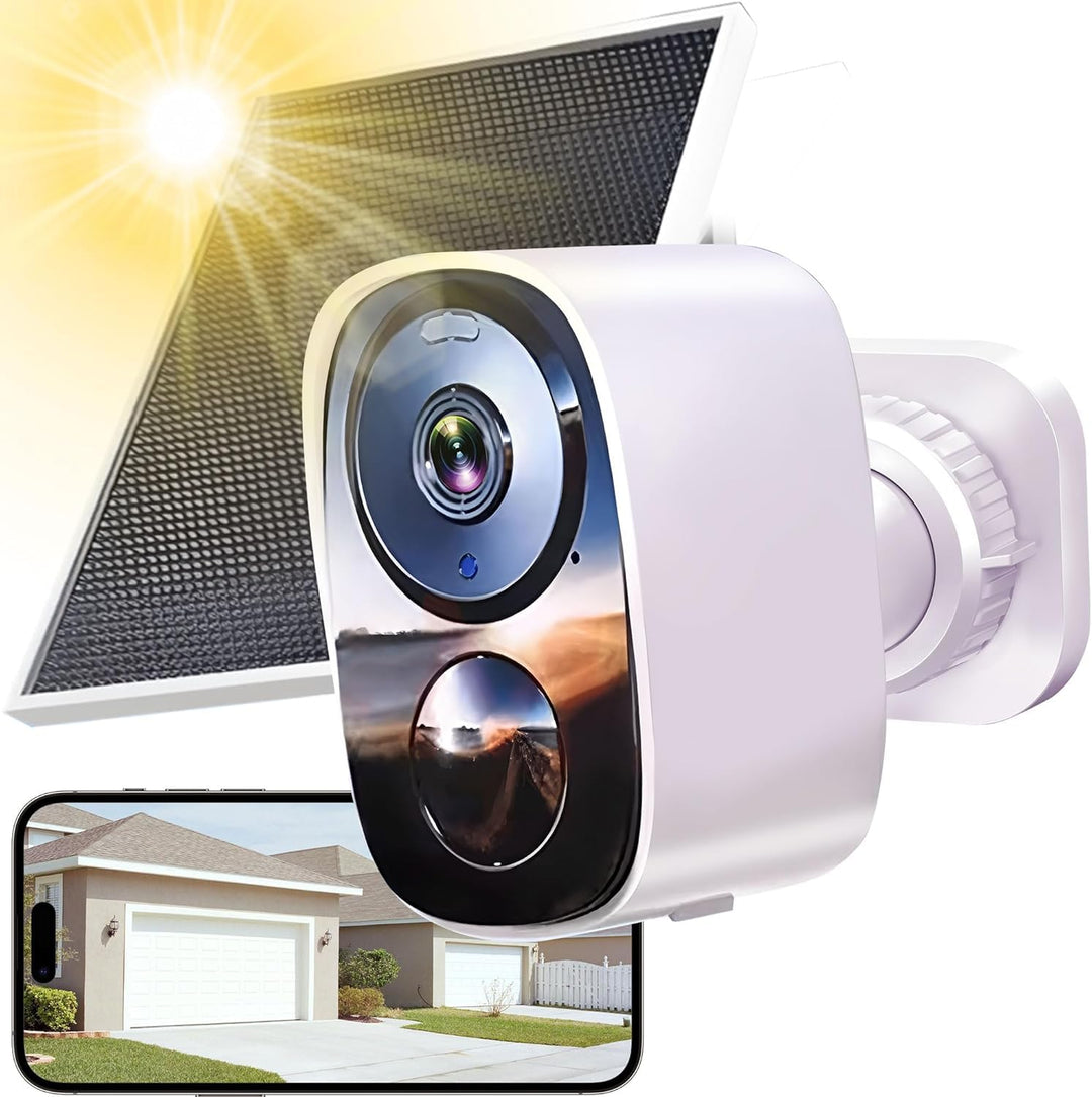 2K/3MP Überwachungskamera Aussen Akku Solar, Kostenloser Cloud-Speicher, 5GHz, 2,4GHz WLAN Kabellose