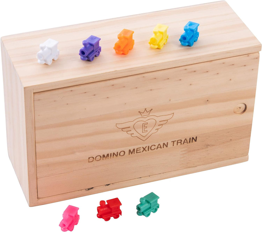 Engelhart - Domino Mexican Train/Zug -Premium- Qualität - Dobbel 12 Ausfuhrung - 2-8 Spieler - 91 fa