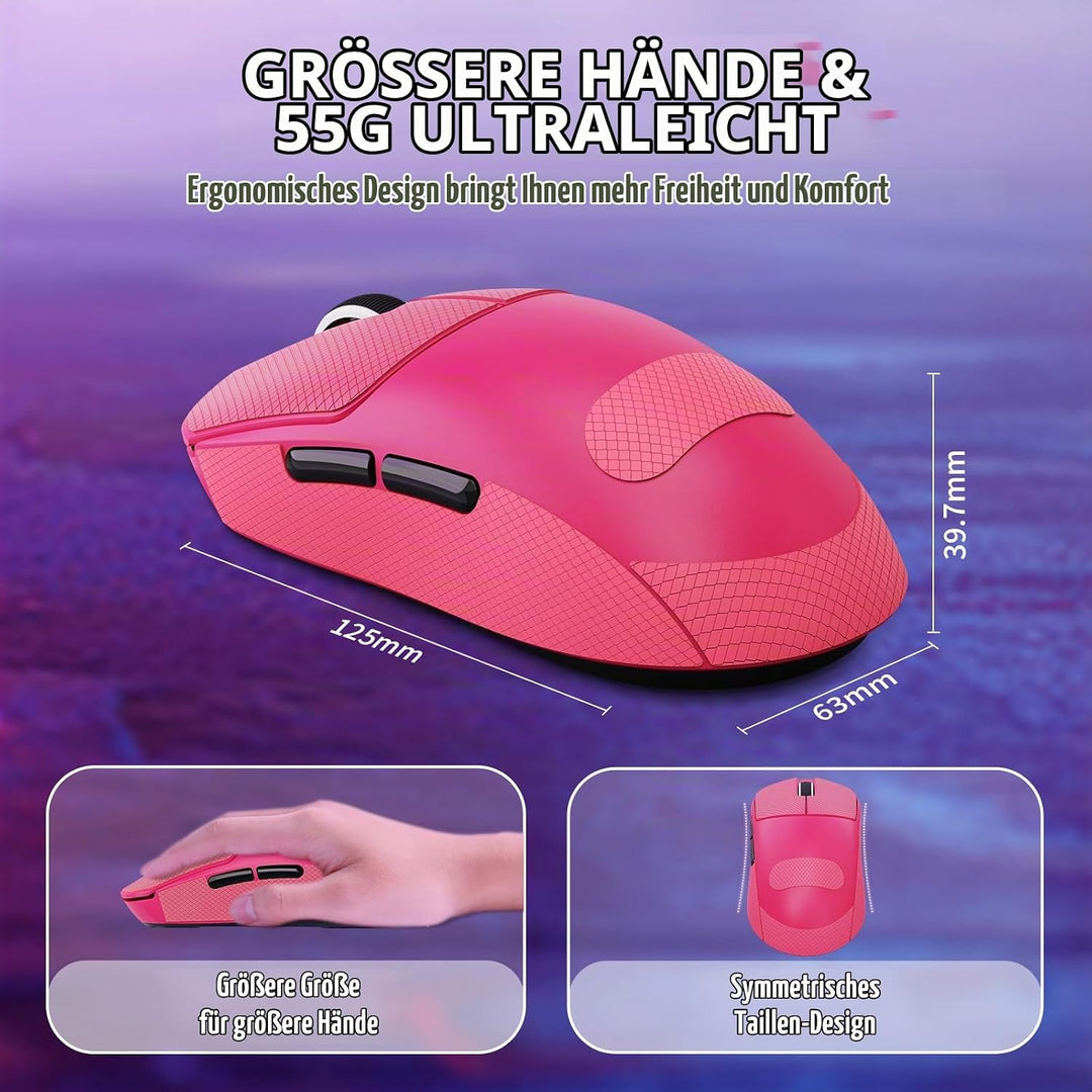 MAMBASNAKE X ATTACK SHARK X8SE 55g ultraleichte kabellose Gaming-Maus mit Band–25000 DPI,PAW3311 Sen
