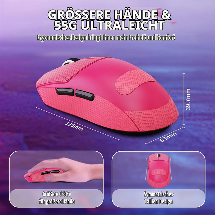 MAMBASNAKE X ATTACK SHARK X8SE 55g ultraleichte kabellose Gaming-Maus mit Band–25000 DPI,PAW3311 Sen