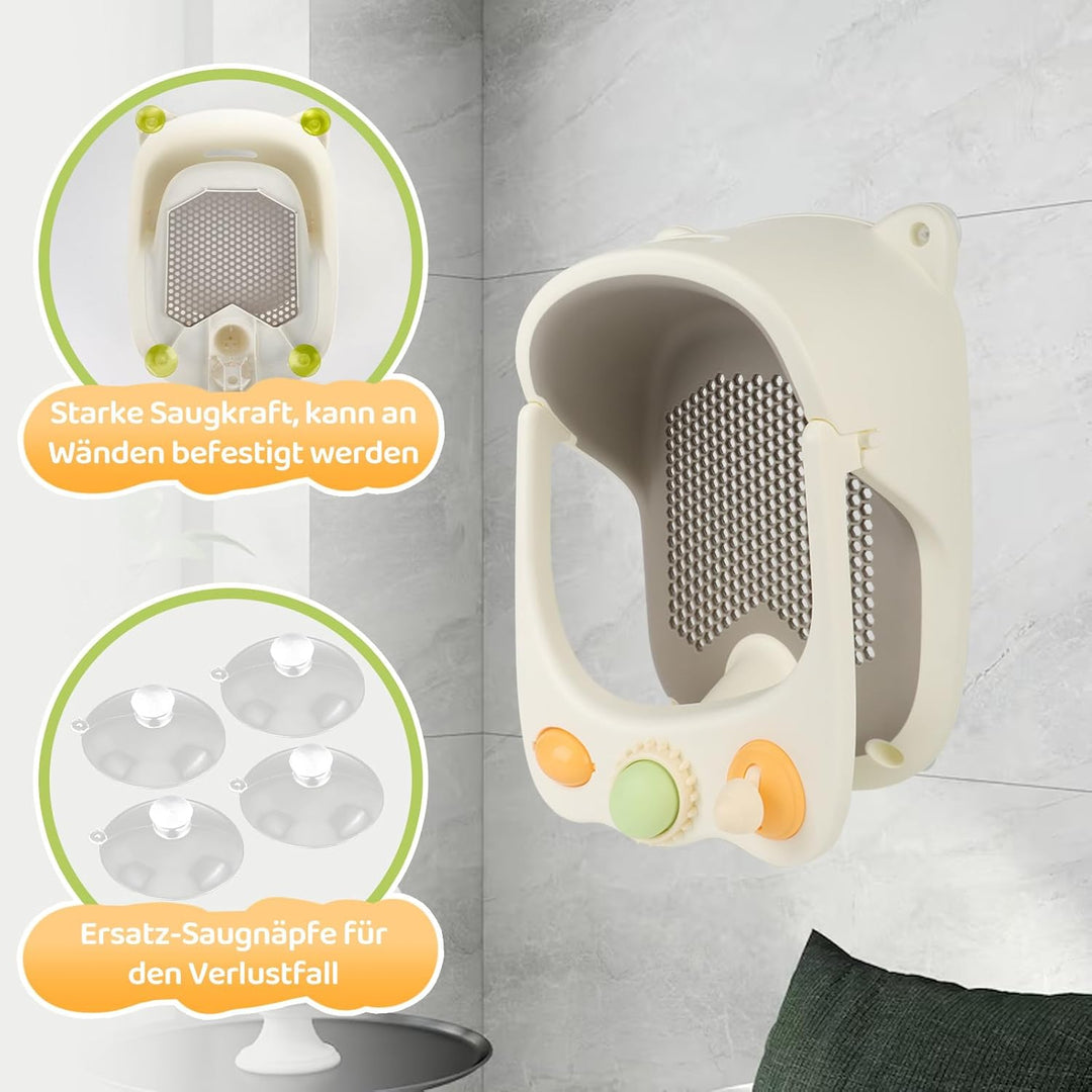 Baby Badesitz ab 6 Monate, Badewannensitz mit 4-starken Saugnäpfen, Rutschfester Badesitz Baby mit S
