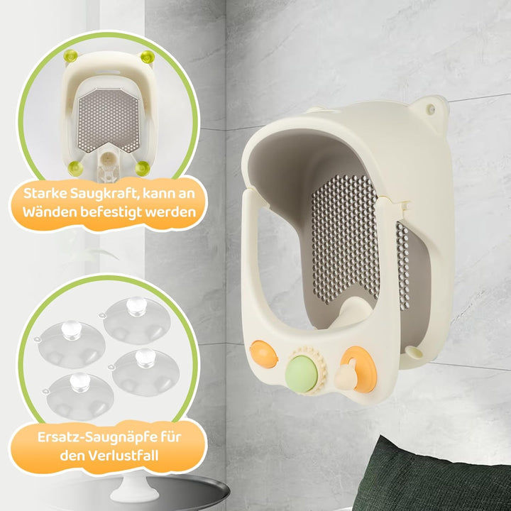 Baby Badesitz ab 6 Monate, Badewannensitz mit 4-starken Saugnäpfen, Rutschfester Badesitz Baby mit S