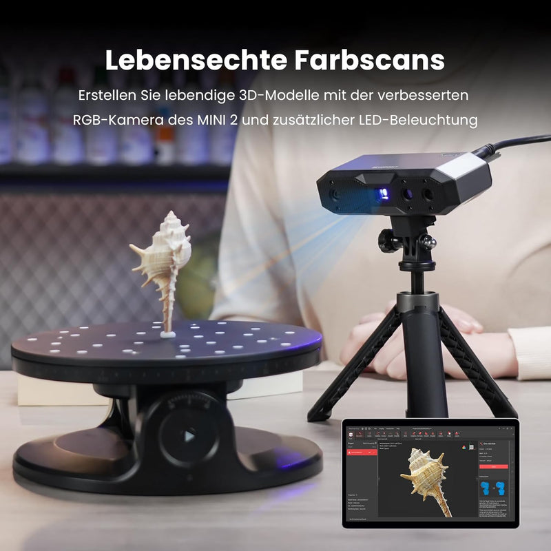 Revopoint MINI 2 Handheld 3D Scanner für 3D Druck, 0.02mm Präzision, 16 fps schnelles Scannen, Indus