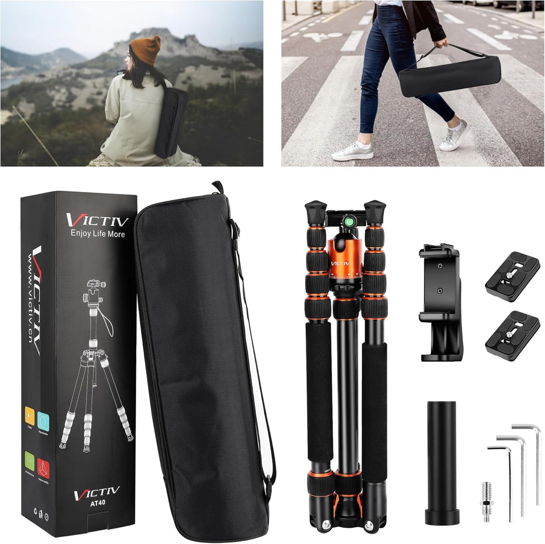 VICTIV 203 cm Kamera Stativ für Canon Nikon Sony Spiegelreflexkamera aus Aluminium, Reisestativ Foto