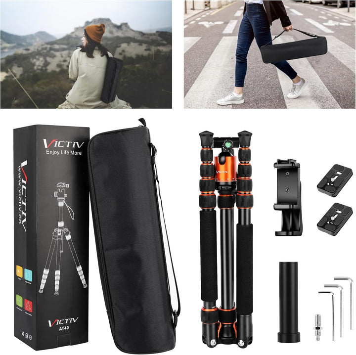 VICTIV 203 cm Kamera Stativ für Canon Nikon Sony Spiegelreflexkamera aus Aluminium, Reisestativ Foto