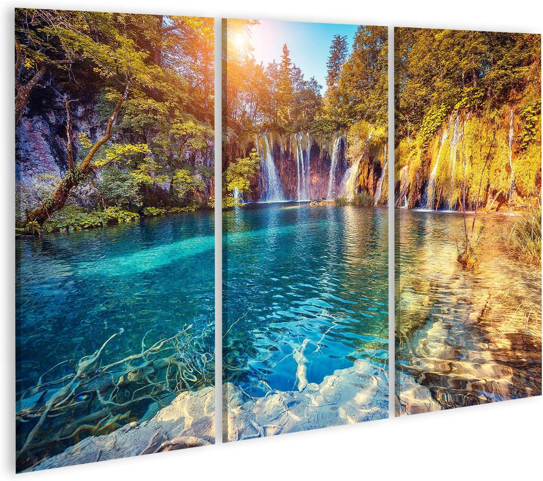 islandburner Bild auf Leinwand Plitvicer Seen Nationalpark Majestätische Aussicht Türkisfarbenes Was