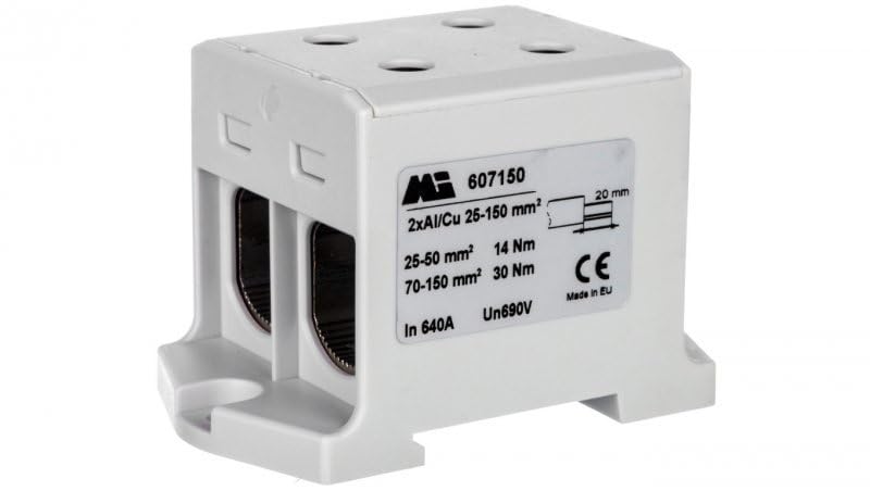 Schienenverbinder 2-läufig 35-150mm2 grau EURO multiOTL 150 2xAl/Cu 607150 em Group 5901592105850