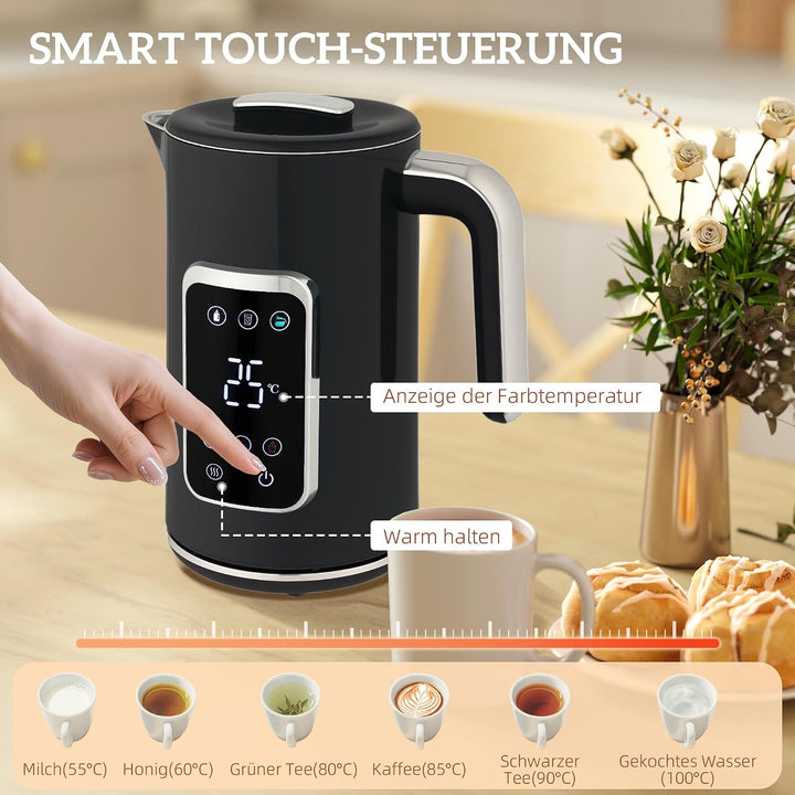 HOMCOM Wasserkocher Toaster Set 1,7L Edelstahl Wasserkocher 2 Scheiben Toaster mit 6 Bräunungsstufen