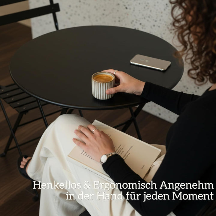 Erkundpresso.Kaffeebecher 4er Set 180ml Ohne Henkel Premium Barista Kaffeetasse aus Hochwertigem Ste