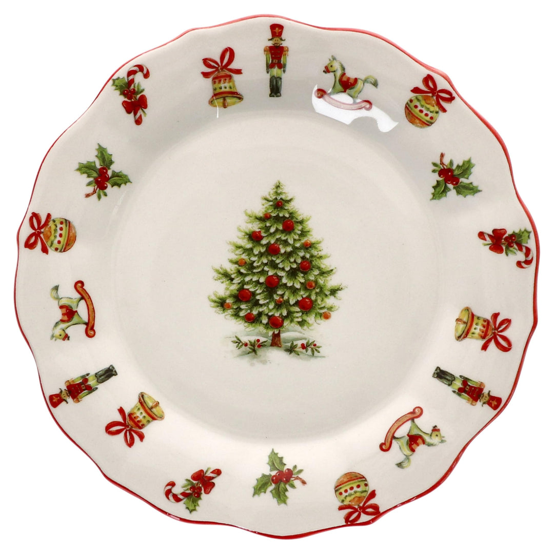 MamboCat Maestro Natale Kuchenteller I italienische Keramik-Frühstücksteller mit Weihnachtsdekor I S