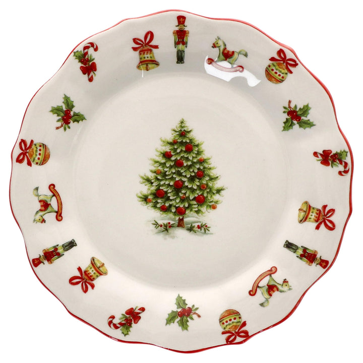 MamboCat Maestro Natale Kuchenteller I italienische Keramik-Frühstücksteller mit Weihnachtsdekor I S