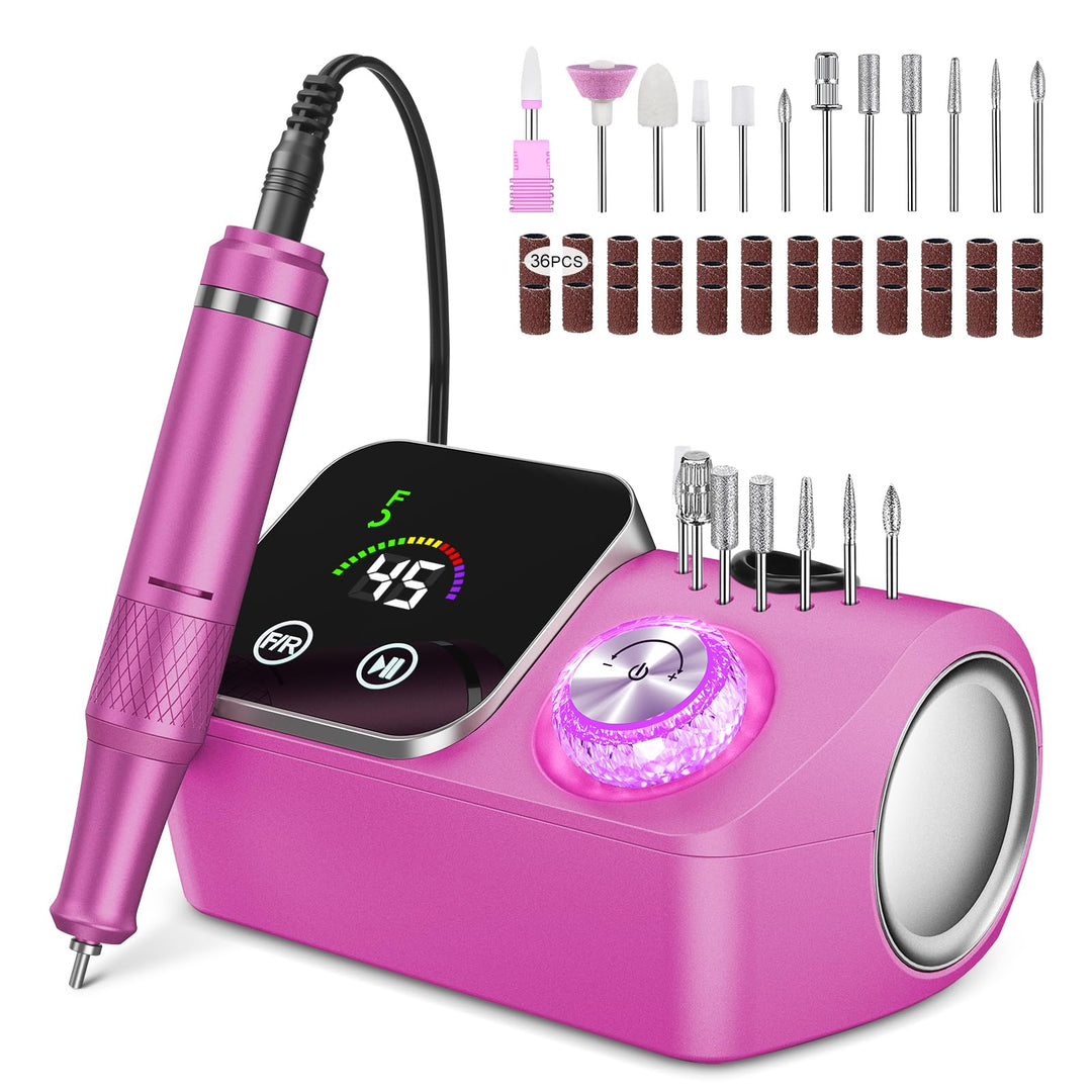 Elektrischer Nagelfeile Nagelfräser für Gelnägel, 45000 U/min Nagelfräser Professioneller mit LCD-An