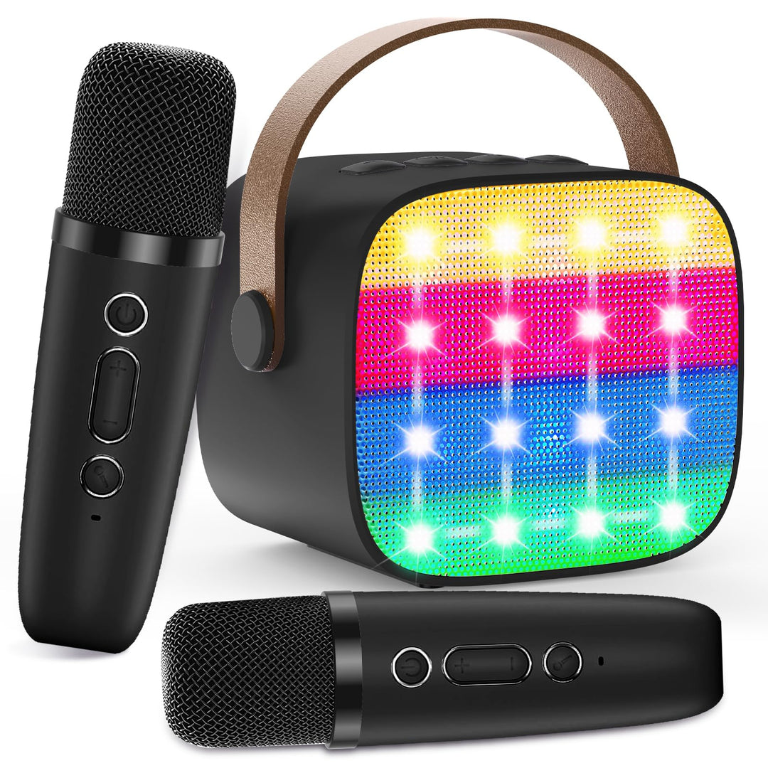 Karaoke Maschine Kinder, Mini Karaoke Maschine mit 2 Mikrofonen, Spielzeug ab 3-12 Jahre Mädchen Jun