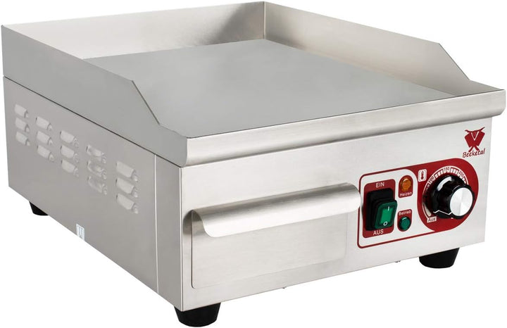 Beeketal 'BHGP-1' Profi Gastro Gusseisen Grillplatte elektrisch mit ca. 385 x 355 mm Grillfläche (gl