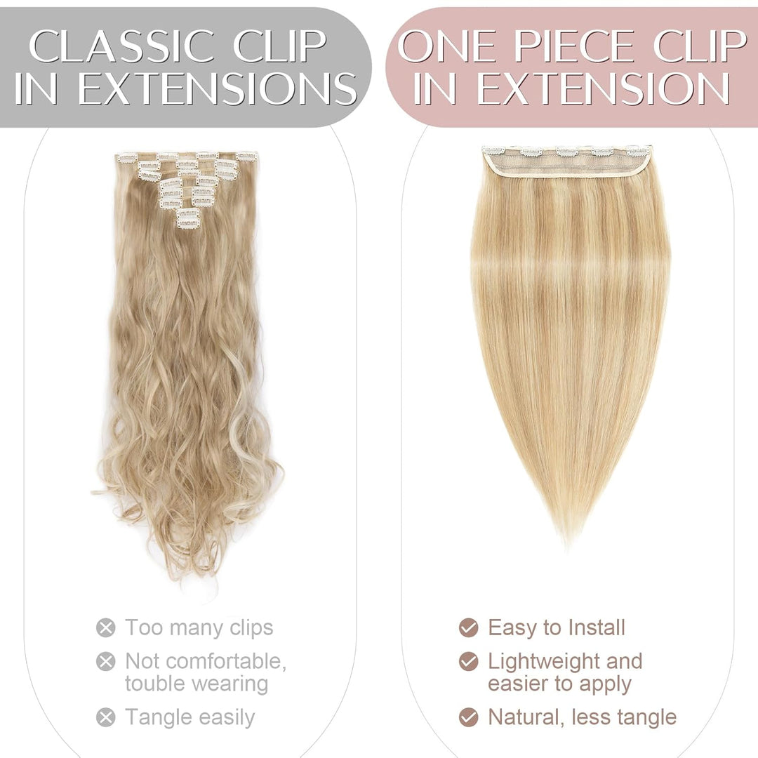 SEGO Haarteil Clip in Extensions Echthaar DICKER Haarverlängerung 1 Tresse 5 Clips Human Hair Glatt
