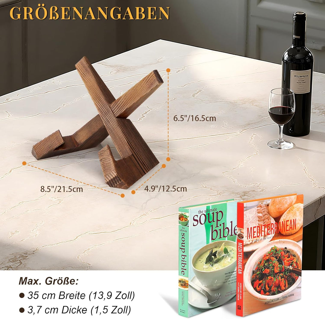 PUERSI Kochbuchhalter, Buchständer aus Holz, Buchhalter, Rezepthalter für Küche, Buchaufsteller, Buc