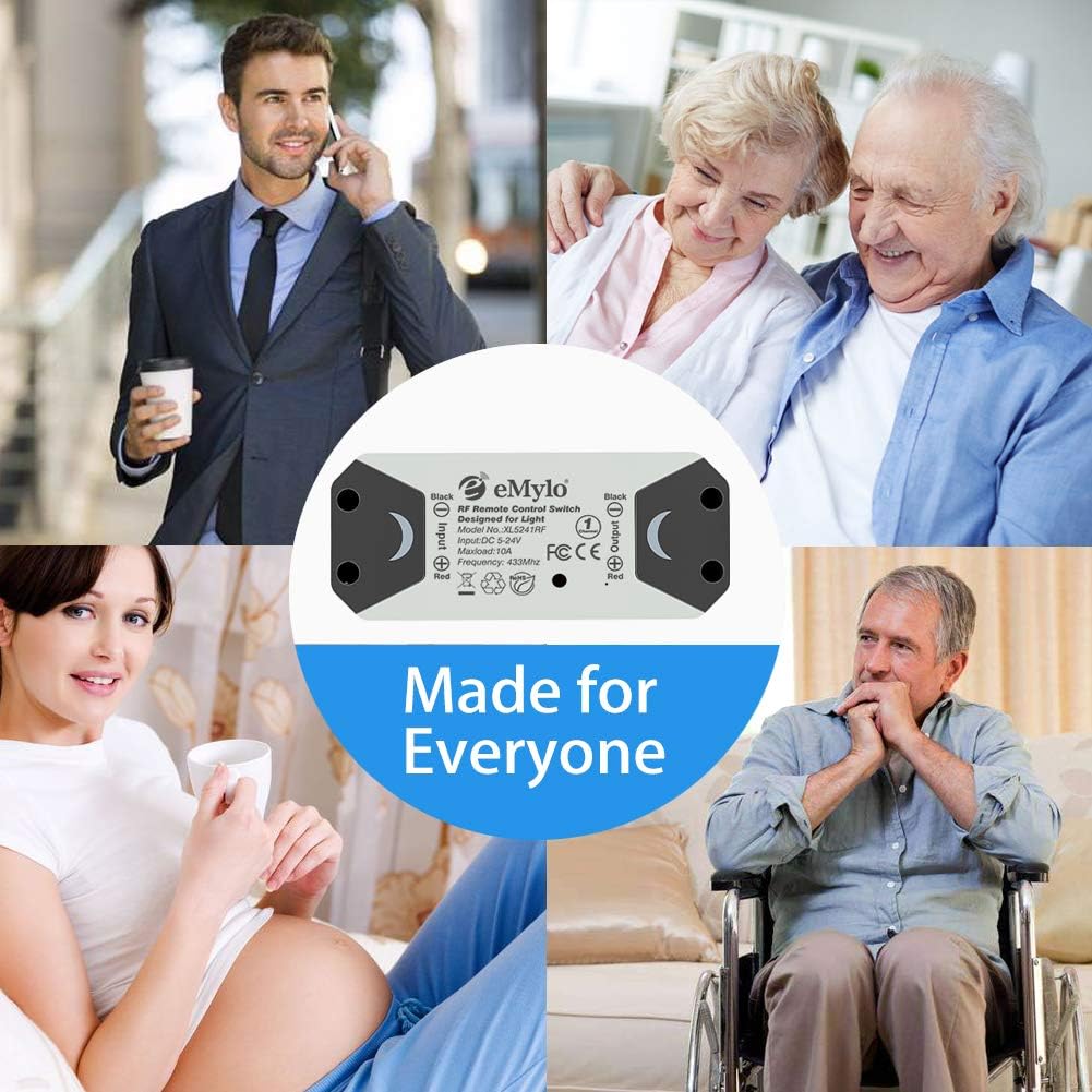 eMylo Smart Wireless Relay-Schalter DC 12V HF-Relaismodul Ein 1-Kanal-Fernsteuerungsschalter 5V-24V